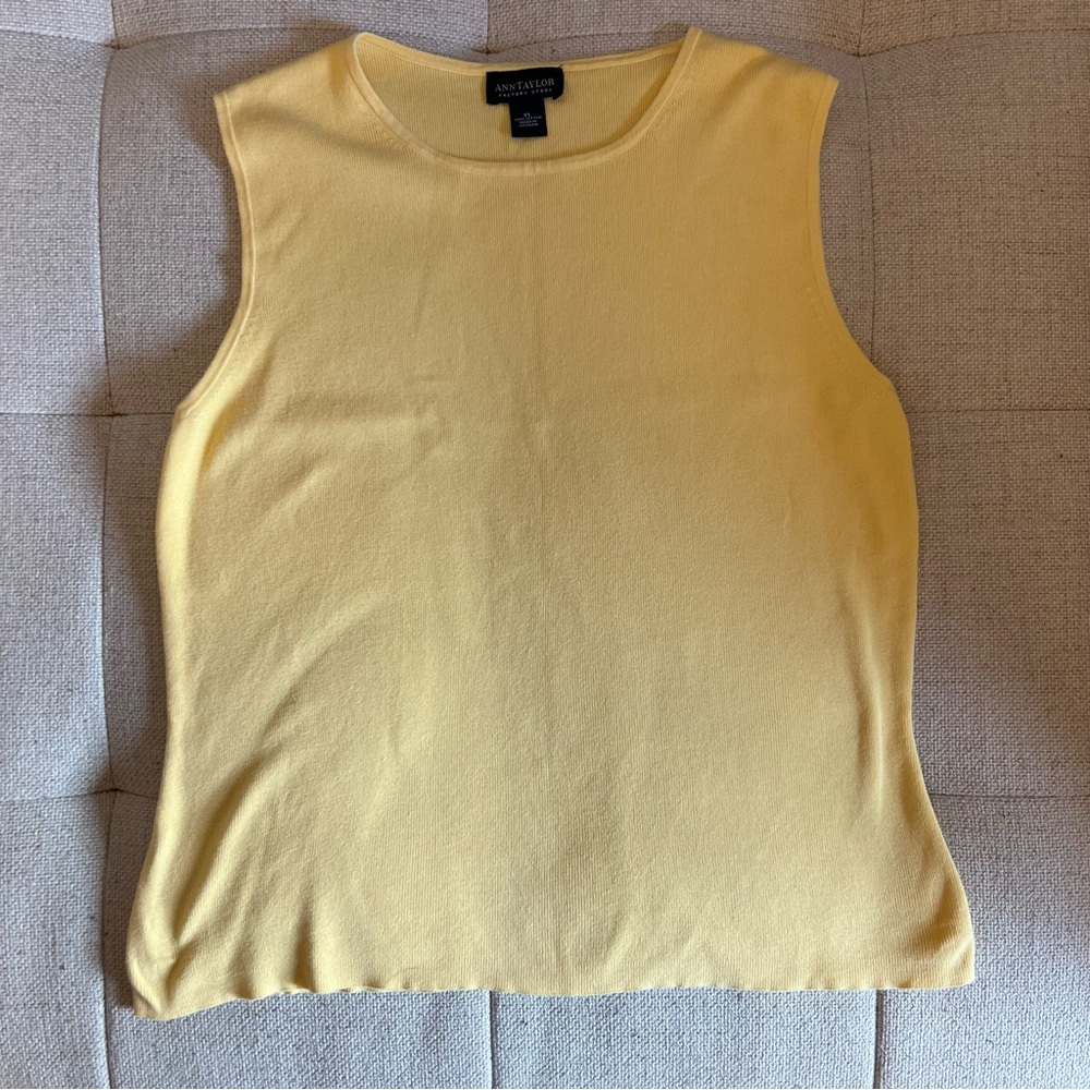 Ann Taylor 100% Heavy Cotton Light Yellow Tank Top / Butter Yellow Shirt